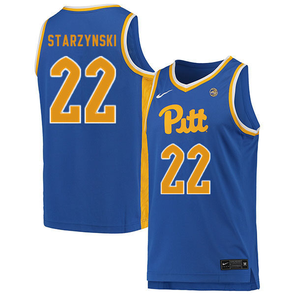 Men #22 Anthony Starzynski Pitt Panthers College Basketball Jerseys Sale-Blue